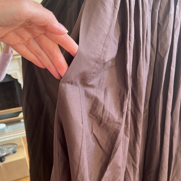 Matteau Gathered Brown Cotton Poplin Maxi Dress - Picture 14 of 15